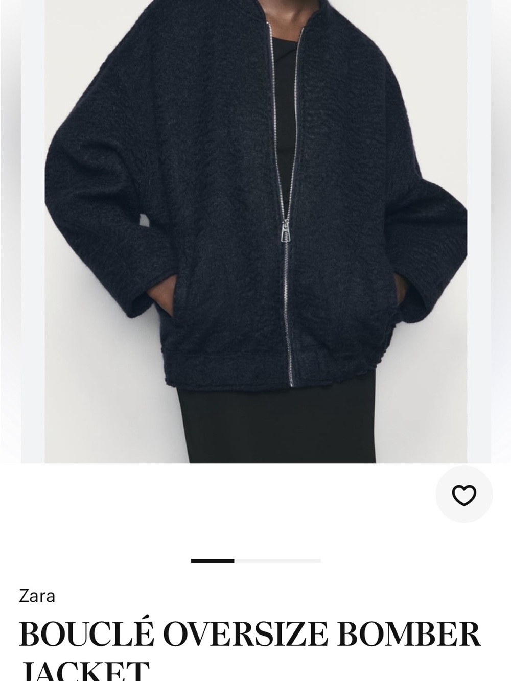 Zara Bouclé Oversize Bomber Jacket - Black